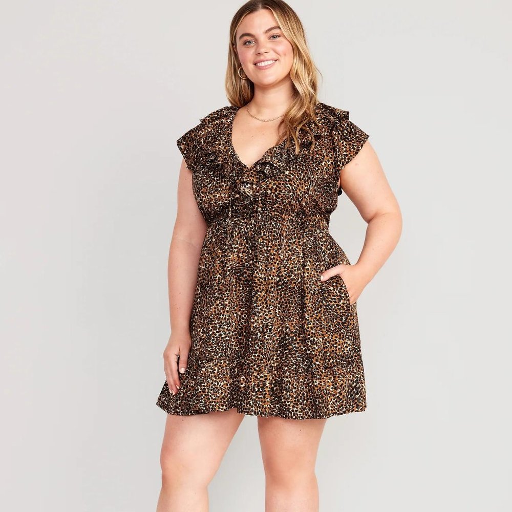 NWT Old Navy Waist-Defined Ruffle-Trim Mini Dress for Women - Picture 5 of 6